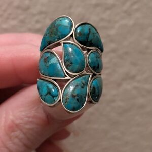 Gorgeous Sz 7 Kingsman Turquoise Sterling Silver Statement Ring